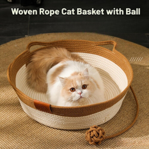 Handwoven Cotton Rope Cat Basket Durable Foldable 2