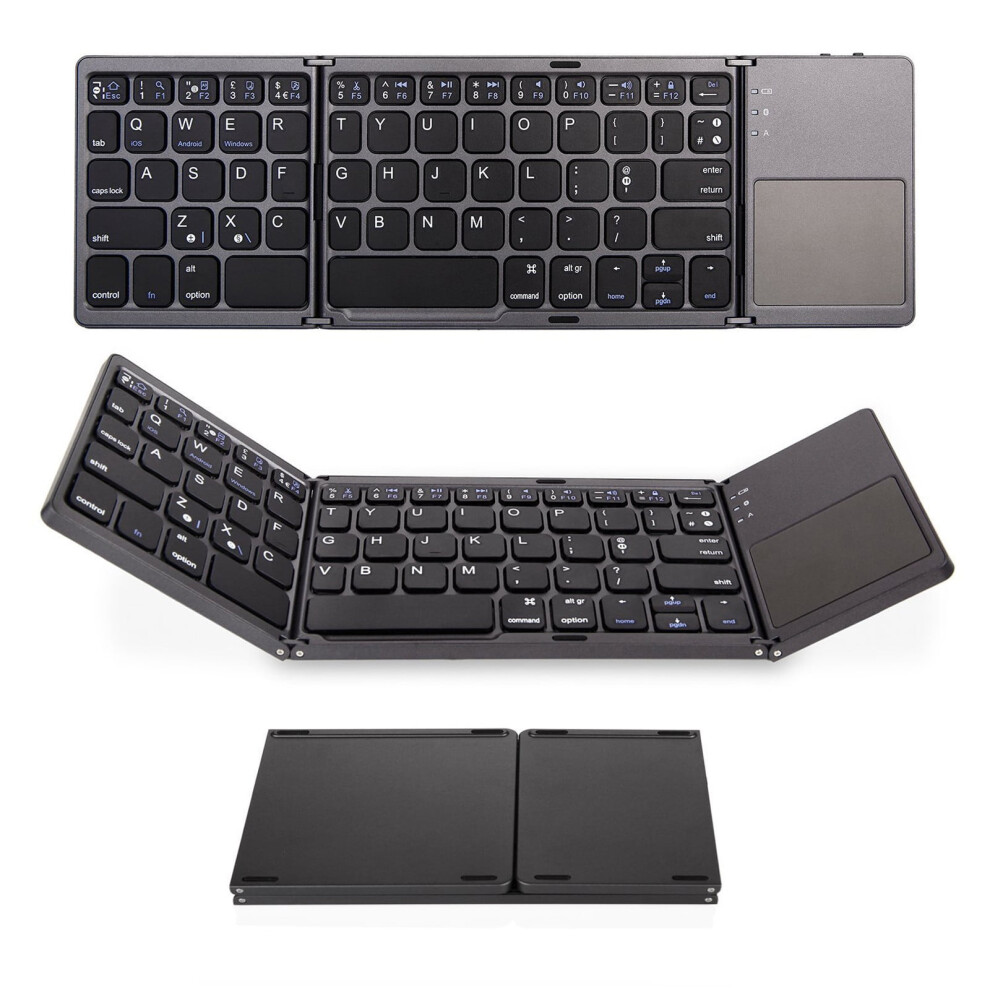 Bluetooth Tri-Fold Keyboard With Touchpad Compact 9357860632348