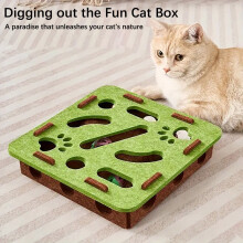 Cat Digging Box with Maze and Bell Balls Gray