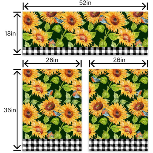 Sunflower Kitchen Curtains and Valance Set Floral Green 1