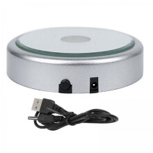 5xLED Display Base Round LED Colorful Luminous Base for Crafts Jewelry Bottles Silver