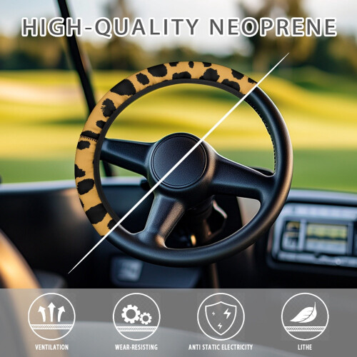 Leopard Print Golf Cart Steering Wheel Cover Universal 2