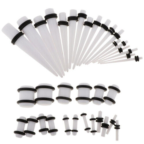 Acrylic Ear Tunnels Jewelry Stud White 36 Pieces 1