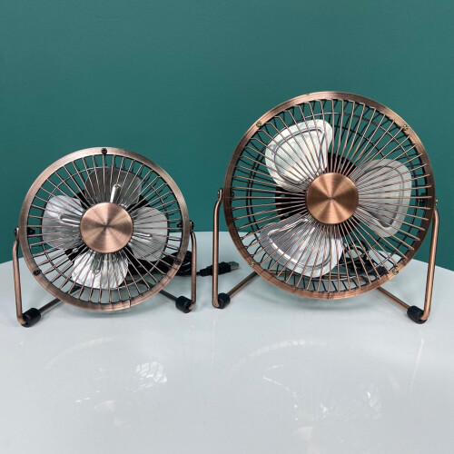 Ventilador de mesa USB de 4 polegadas, giratório, silencioso e potente, com estrutura metálica. 2