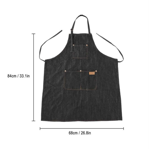 Grembiule da parrucchiere in denim regolabile per barbieri e parrucchieri. 1