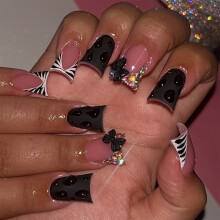 Press-On Nails with Rhinestones 24 pcs