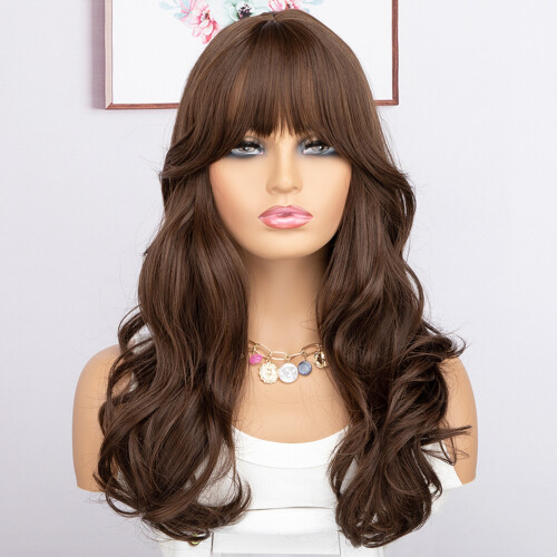 Synthetische lace front pruik, lang, golvend, middenscheiding, 1 stuk 1