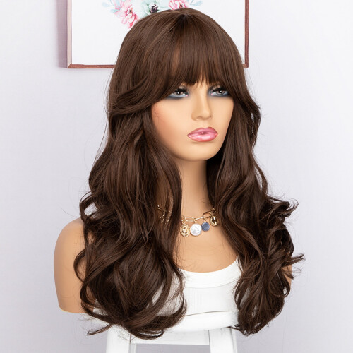 Synthetische lace front pruik, lang, golvend, middenscheiding, 1 stuk 2