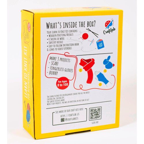 Knitting Kit for Beginners with Yarn Needles and 2