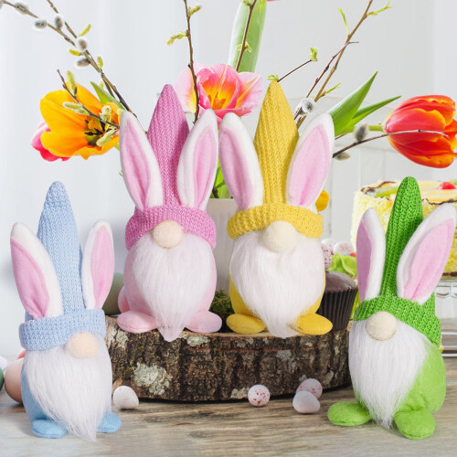 Easter Gnome Decorations Faceless Bunny Ornaments 6 Pack 2