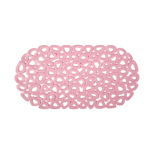 Tapis de bain antidérapant rose avec trous d'évacuation et ventouses 1
