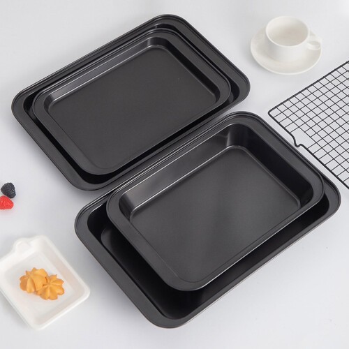 Nonstick Rectangle Baking Sheet Pan Black 13x18 Inch 2