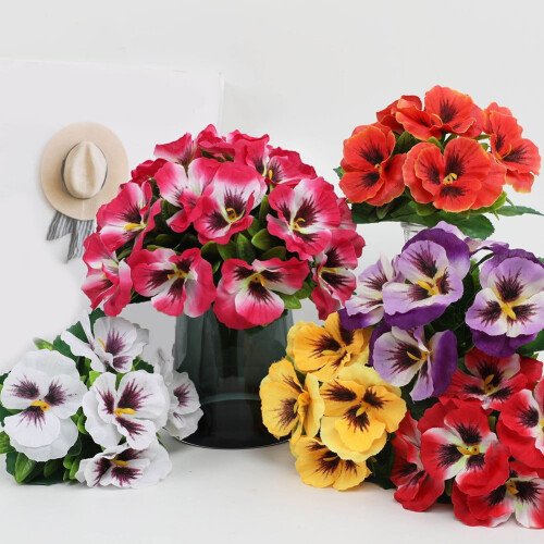 Charming 4Pcs Pansy Artificial Flowers for Any Event or For Home Setting 2