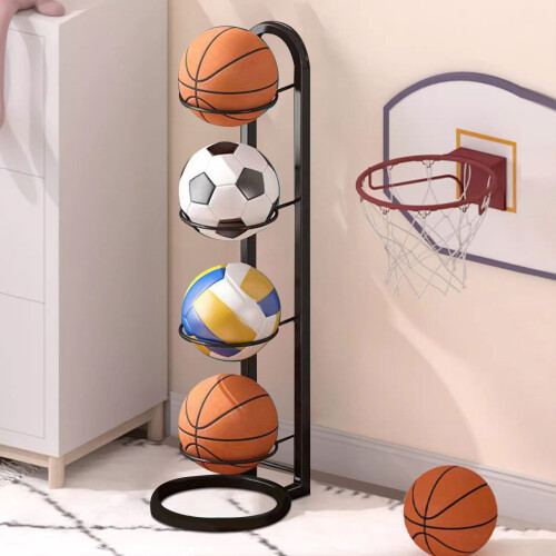 Portable Basketball Storage Rack 4-Tier Indoor 1