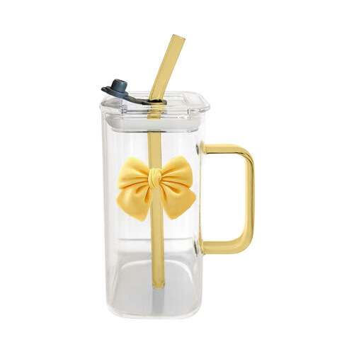 Verre carré transparent avec anse nouée 400 ml