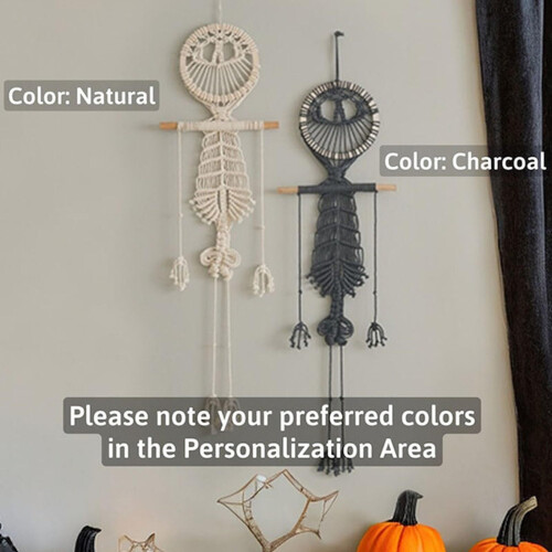 Boho macrame wall hanging white skull tapestry 42 inch 1