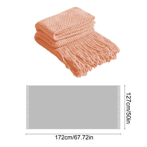 Fringe Decorative Throw Blanket Acrylic Knitted 67.7x50 2