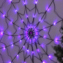 Guirlande lumineuse LED violette Vnanda pour Halloween, toile d'araignée avec araignée, décorations lumineuses pour l'intérieur et l'extérieur