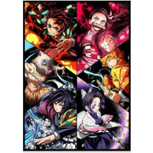 Aaroca Jujutsu Kaisen Canvas Art - Yuji, Gojo, Fushiguro, Kugisaki, Nobara Wall Decor voor kamer, huis, jongenscadeau (ingelijst/ingelijst)