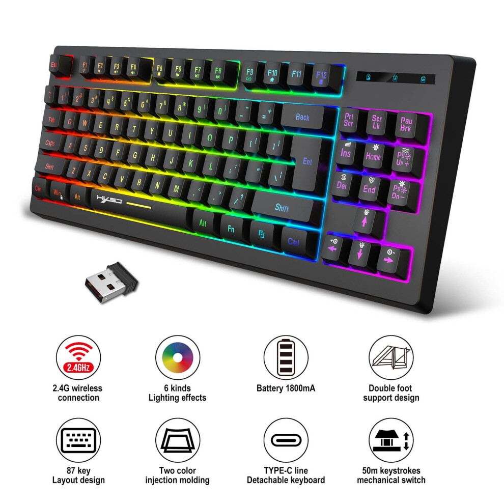 Wireless Gaming Keyboard Mechanical Tactile 87-Key 9357860632744