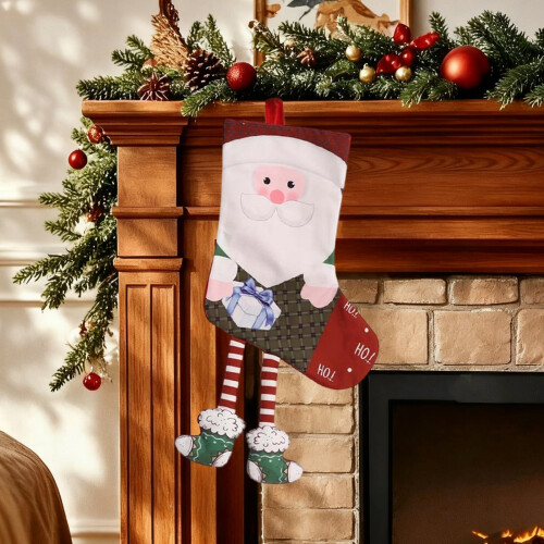 Velvet Christmas Stocking Snowflake Design 21 Inch