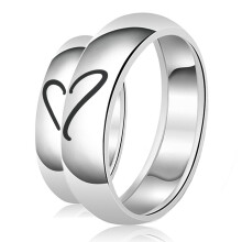 Tioneer Hans & Hennes Graverat Hjärtpussel Klassisk Tioneer Sterlingsilver Enkel Vigselring