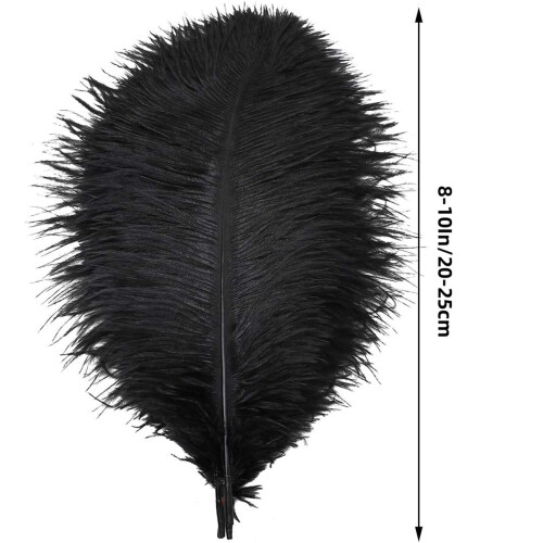 Black Ostrich Feathers Pack 20 pcs 8-10 inch for Home 1