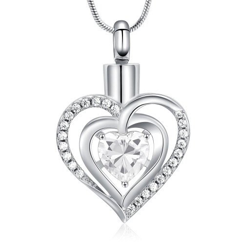 Heart-Shaped Cremation Necklace with Birthstone and
