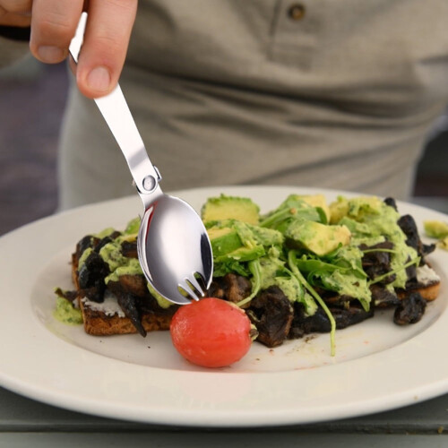 BLEEUS stainless steel foldable spork for camping 2