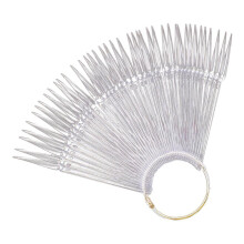Mizh100pcs Placas de color para uñas con forma de abanico para exhibición, manicura y práctica de arte de uñas (transparentes)