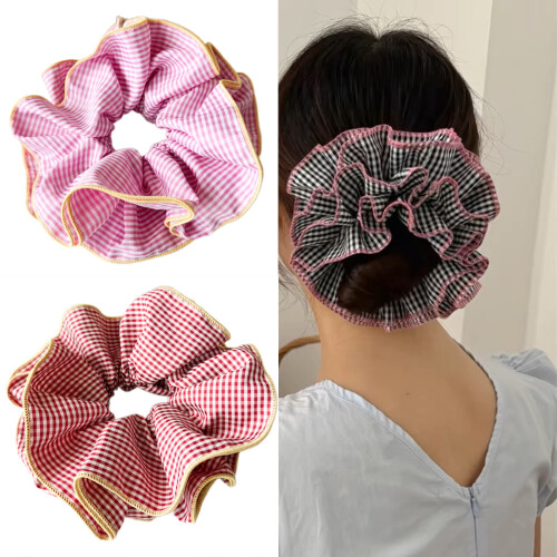 Elastici per capelli da donna con volant floreali, stile coreano, a doppio strato 1