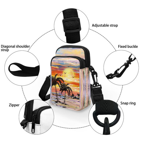 Τσάντα Crossbody για Παραλία με Τροπικό Ηλιοβασίλεμα και 2 Φερμουάρ 2