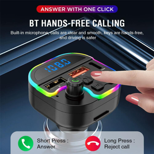 Car Bluetooth 5.0 Transmitter with PD Type-C and Dual USB 2