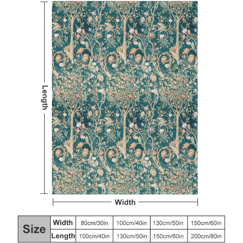 Κουβέρτα William Morris με λουλούδια, ρετρό vintage κουβέρτα φανέλας με τυπωμένα λουλούδια 1
