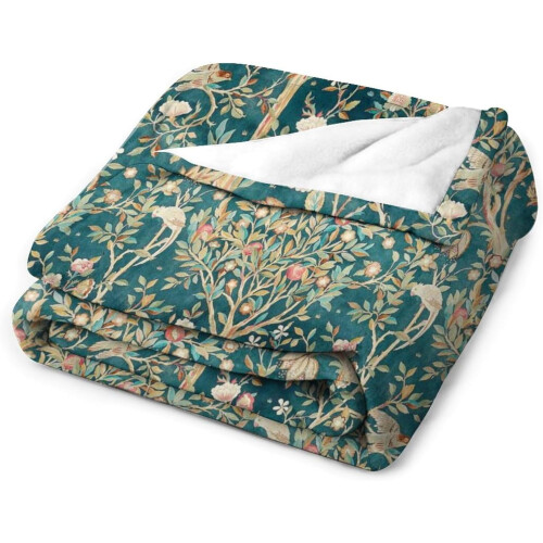Κουβέρτα William Morris με λουλούδια, ρετρό vintage κουβέρτα φανέλας με τυπωμένα λουλούδια 2