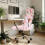 Stuhlhusse mit Kolibri-Hibiskus-Muster, rosa, Stretch 3