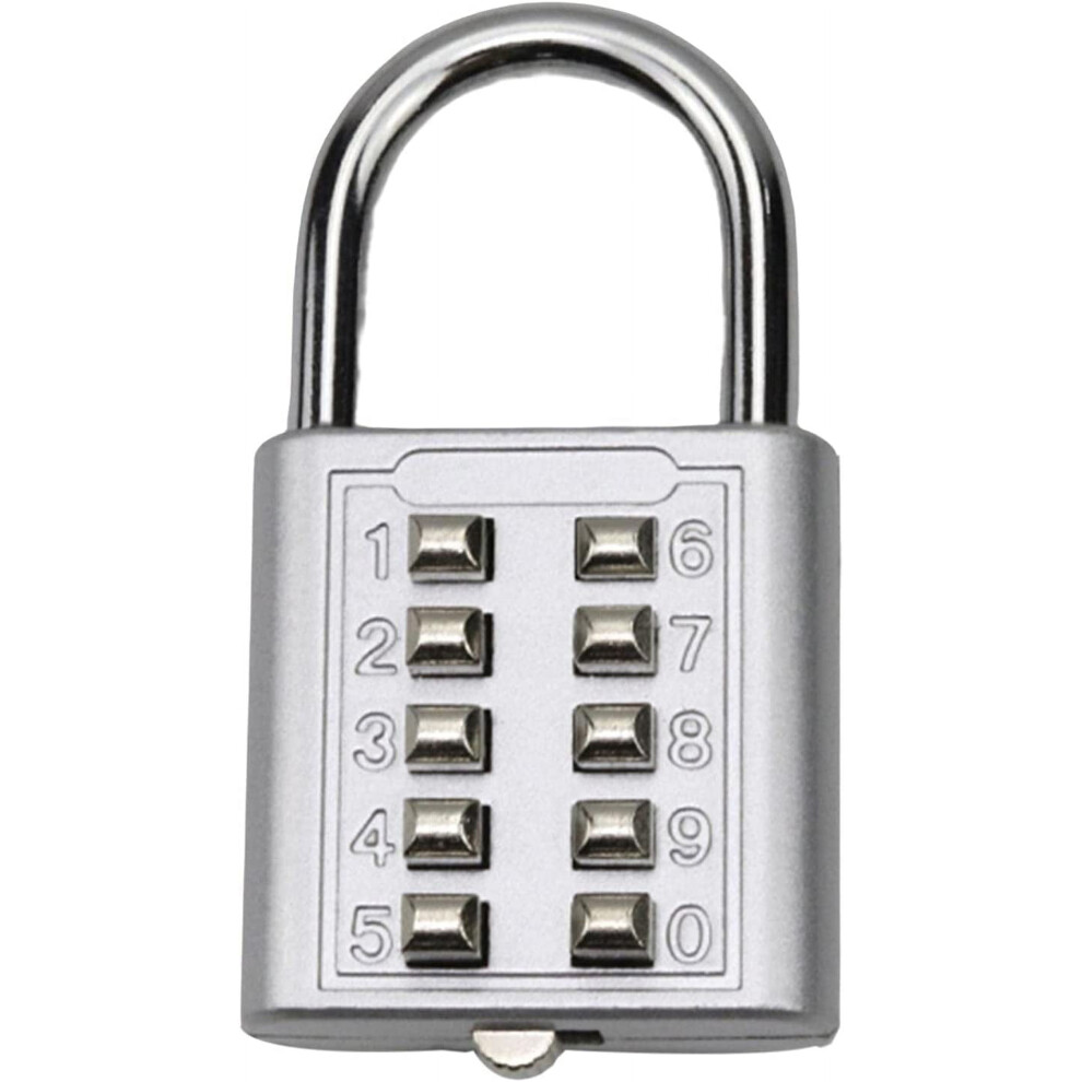 Combination Padlock Silver Heavy Duty 10-Digit 9357860717854