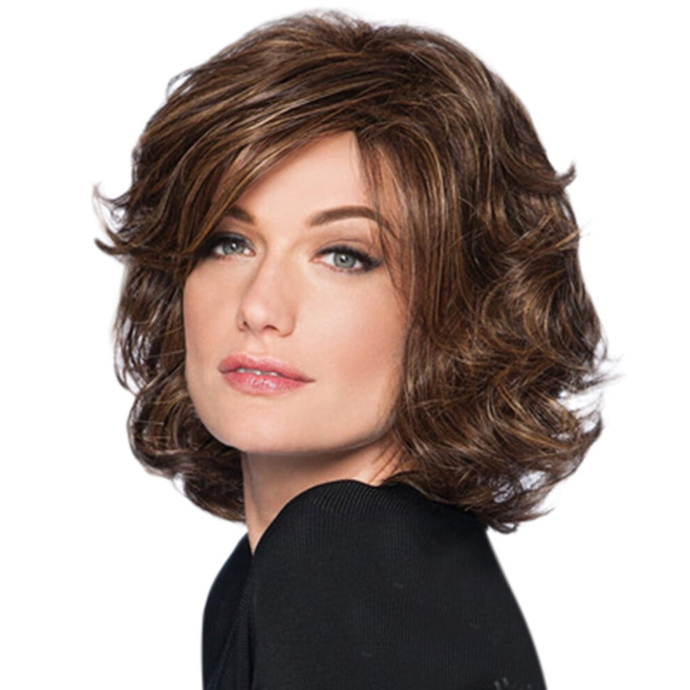 Brown Synthetic Short Fluffy Wig Natural Look