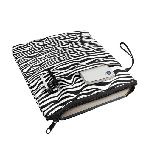 Vintage boekenorganizer tas van polyester met handvat en ritssluiting. 2