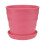 Pink striped plastic flower pot with saucer 1 pack 2