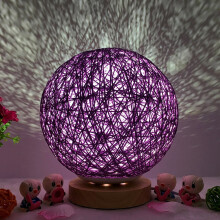 Lampe de table LED Herrnalise, lampe de chevet alimentée par USB, lampe boule en rotin, cadeau d'anniversaire créatif, décoration pour chambre,