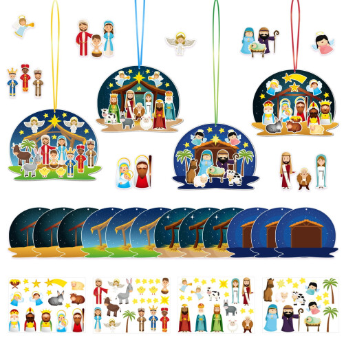 Nativity Scene Stickers Religious Christmas Decor Set for 1