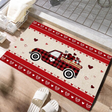 Valentijnsdag deurmat met vrachtwagenontwerp en rozen, antislip, wasbare welkomstmat voor de entree, 60 x 40 cm