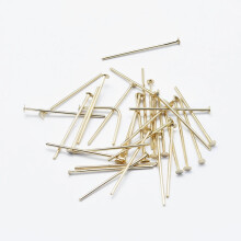 Messingpinner med flatt hode, holdbart belagt, nikkelfritt, ekte 18 karat gullbelagt, 45 x 0,7 mm, hode: 2 mm, 110 stk/pose