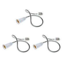 3X E27 to E27 Light Lamp Bulb Flexible Extension Adaptor Converter (White,60cm)