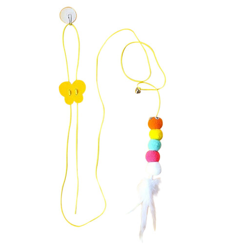 Hanging Door Cat Toy with Retractable String and Feather 1