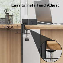 Adjustable Clamp Power Strips 4 AC Outlets 2 USB A 2 USB C Port 20W Fast Chargers for Electronic Products, US Plug