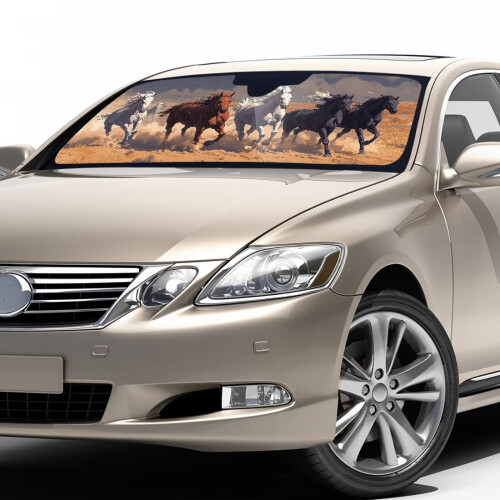 Running Horse Car Sun Shade Front Windshield UV-Resistant 2