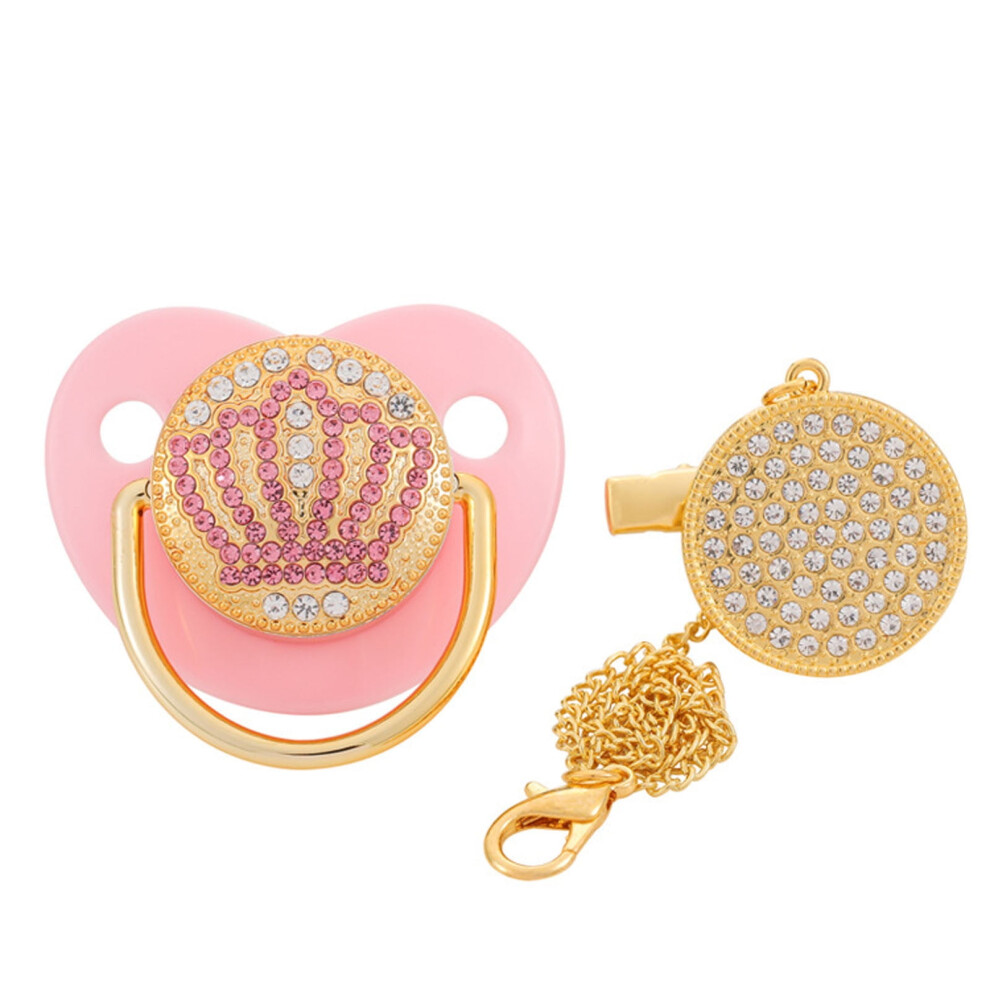 Baby Pacifier Clip Silicone Rhinestone Initial 1 Piece