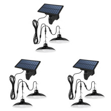 3X Solar Pendant Light Outdoor Waterproof LED Lamp Double- Chandelier Decorations for Outdoor Shed Barn Room